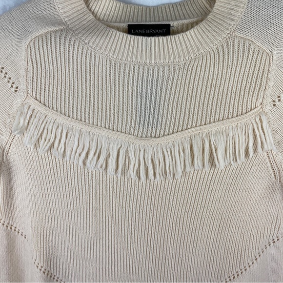 Lane Bryant cream fringed sweater size 14/16 NWT - Picture 6 of 15